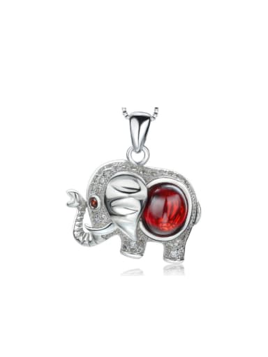 Micro Pave Lovely Elephant Shaped Silver Pendant