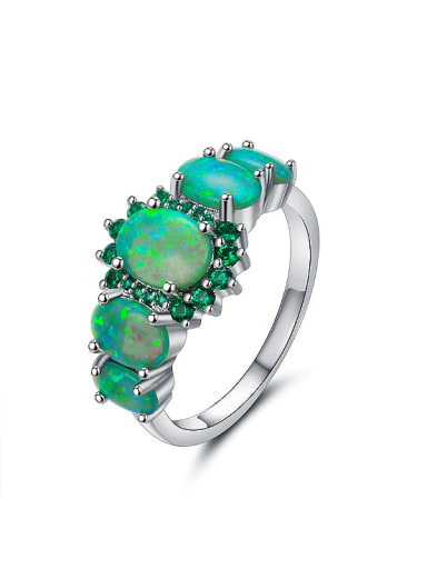Exaggerated Green Opal Stones Rhinestones Ring