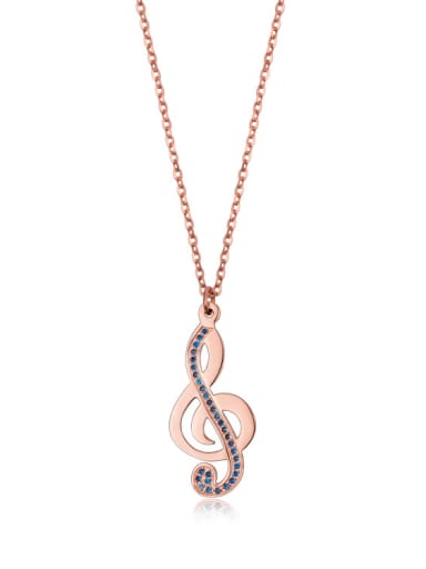 Fashion Style Titanium Steel Rose Gold Note Necklace