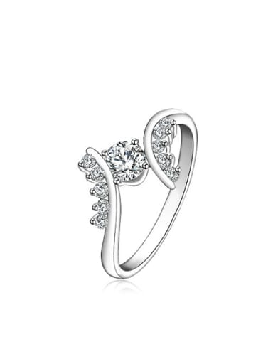 Copper Alloy White Gold Plated Fashion Zircon Ring
