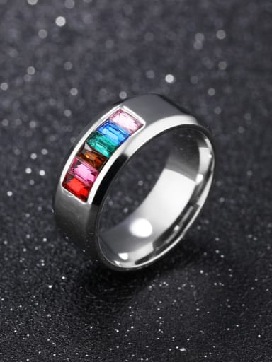 Fashion Colorful Zircon Titanium Ring