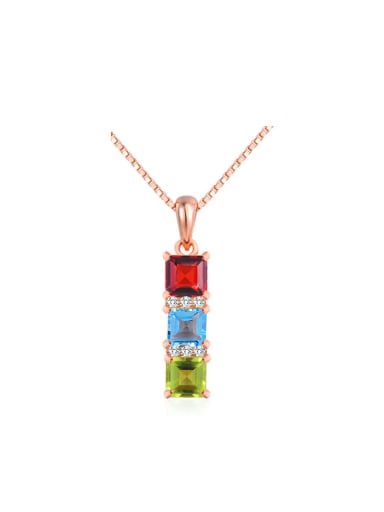 Colorful Natural Stones S925 Silver Pendant