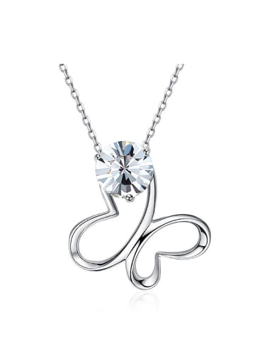 Fashion Hollow Butterfly austrian Crystal 925 Silver Necklace