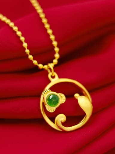 Women Dolphin Shaped Green Jade Necklace