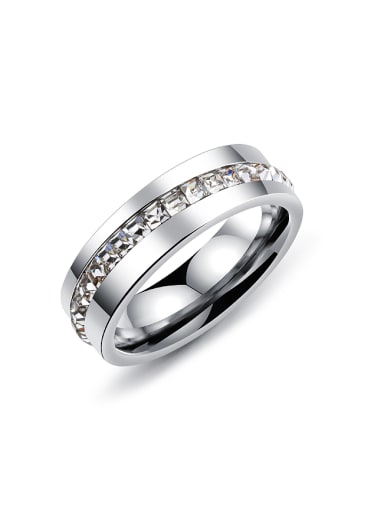 Fashion Cubic Rhinestones Titanium Polishing Ring