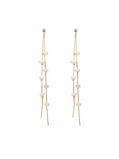 Alloy With Rose Gold Plated Simplistic Chain Tassel Earrings