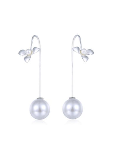Personality Artificial Pearl Flower Shaped Drop Earrings