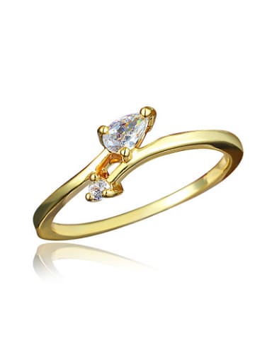 Creative Double Zircons 18K Gold Plated Copper Ring