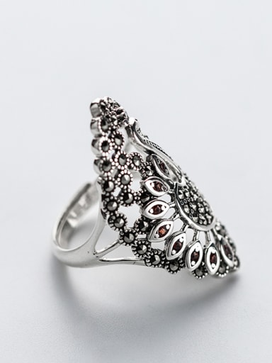 Exaggerated Peacock Shaped Rhinestone S925 Silver Ring