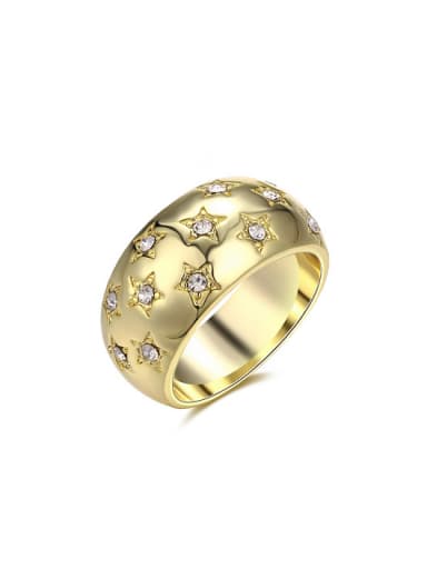 Fashionable Gold Plated Star Shaped Rhinestones Ring