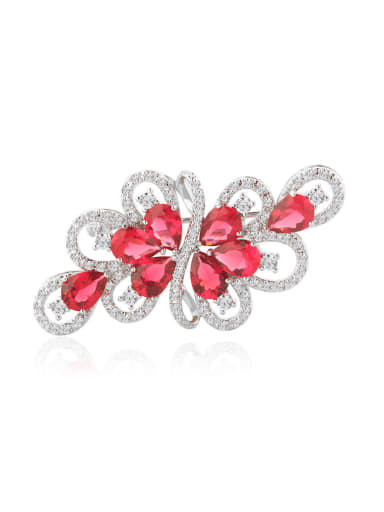 Copper inlaid AAA zircon shining Floral Brooch