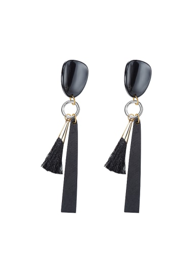 Fashion Black Tassels Alloy Drop Earrings