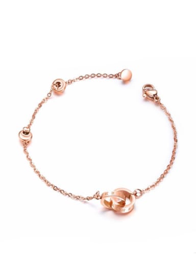Stainless Steel With Rose Gold Plated Fashion Round Double ring Bracelets