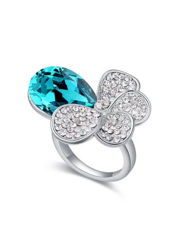 Exaggerated Water Drop Cubic austrian Crystals Alloy Ring