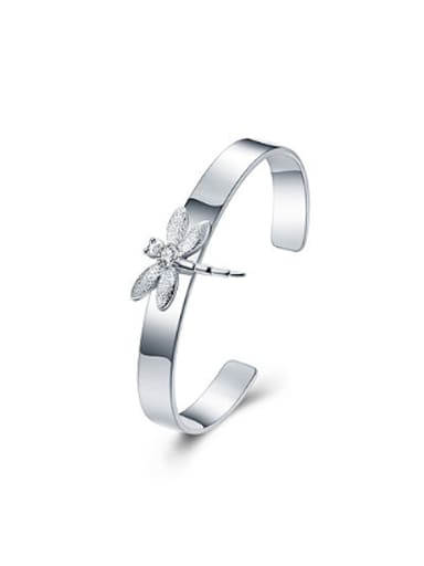 custom Simple Dragonfly Silver Plated Bangle
