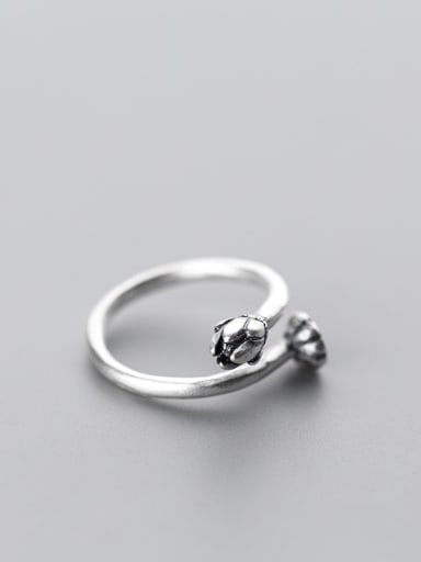 Fresh Open Design Bud Shaped S925 Silver Ring
