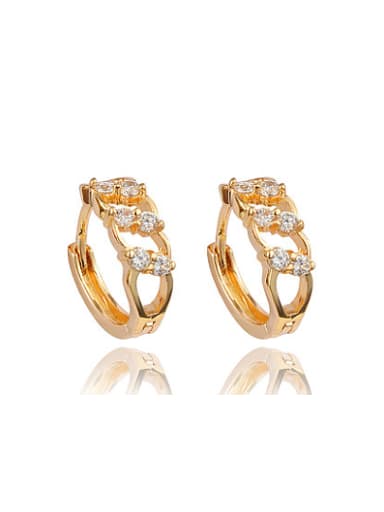 18K Gold Plated Geometric Shaped Zircon Clip Earrings