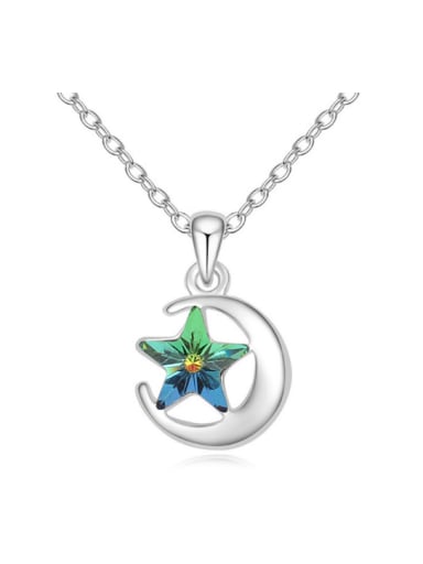 Fashion austrian Crystal Star Moon Pendant Alloy Necklace