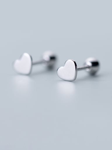 Sterling silver minimalist mini peach heart Beads stud earrings