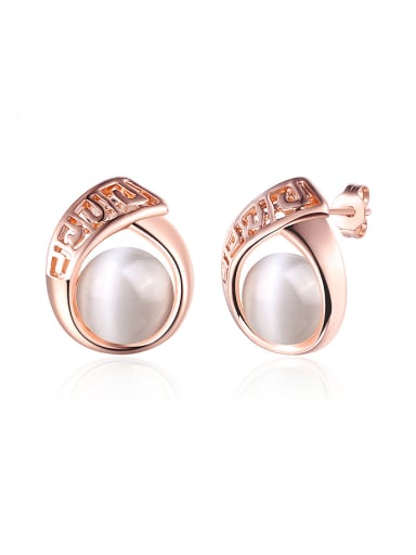 Trendy Rose Gold Plated Opal Stone Earrings