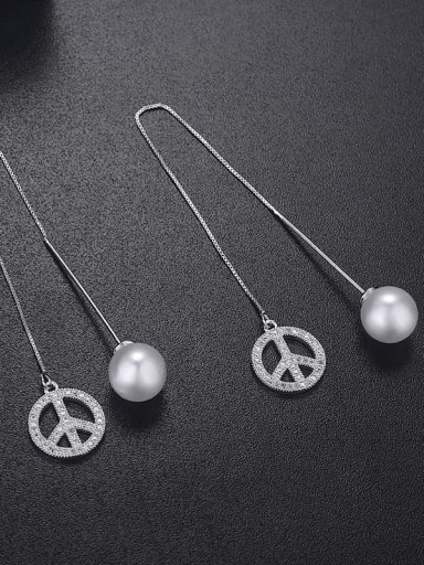 Fashion simple circle aircraft zircon imitation pearl earrings