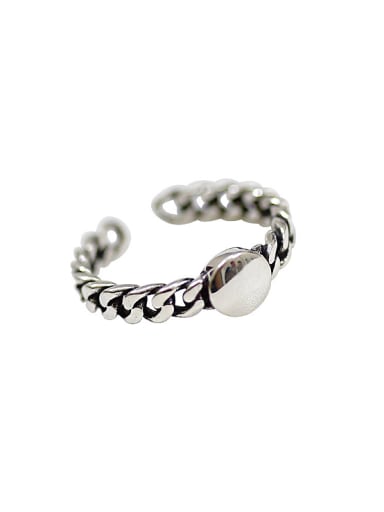 Retro style Chain Band Silver Opening Ring