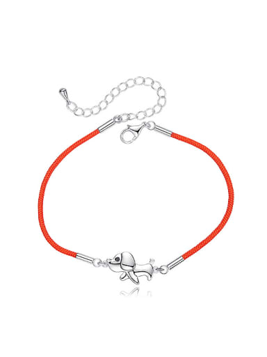 Simple Little Dog Red Rope 925 Silver Bracelet