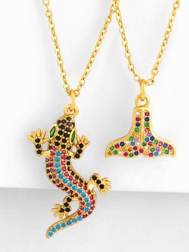 Copper With 18k Gold Plated Fashion Animal Fish Tail Necklaces