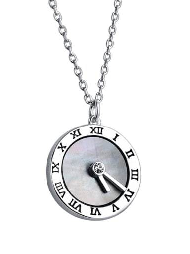 925 Sterling Silver With Shell Roman digital clock  Necklaces