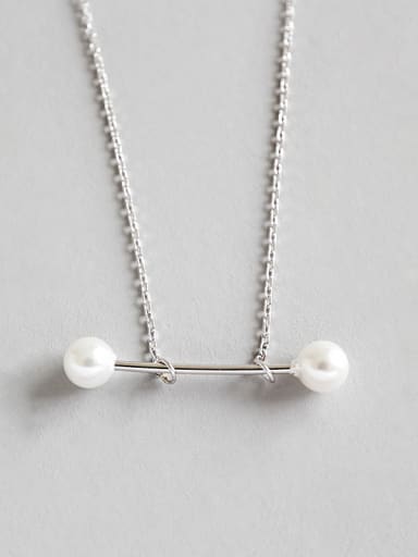 Pure silver fashion geometric elements minimalist Pearl Pendant Necklace