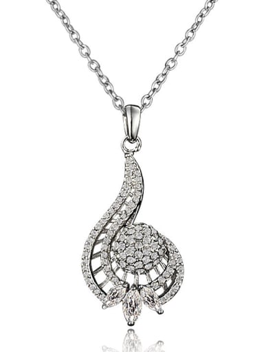 Exquisite 18K White Gold Plated Geometric Zircon Necklace