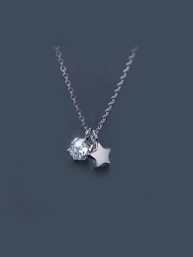 S925 Silver zircon Star Sweet Short Necklace
