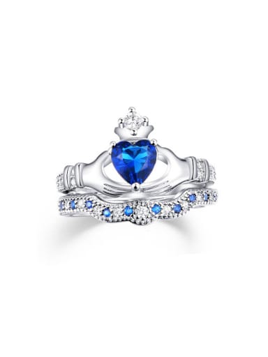 Fashionable Platinum Plated Crown Shaped Zircon Ring