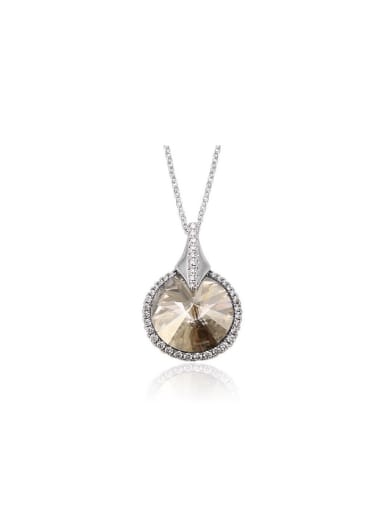 Copper Alloy White Gold Plated Fashion Round Crystal Necklace