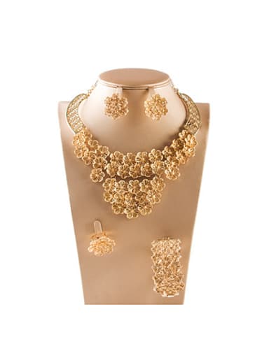Exaggerated Flowers Colorfast Four Pieces Jewelry Set