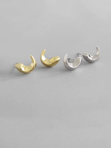 925 Sterling Silver With Gold Plated Simplistic Irregular Stud Earrings