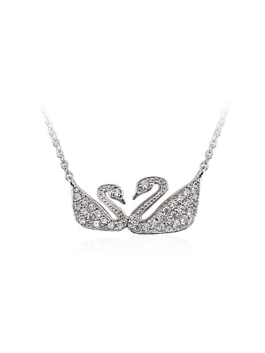 18K White Gold 925 Silver Swan Shaped Zircon Necklace