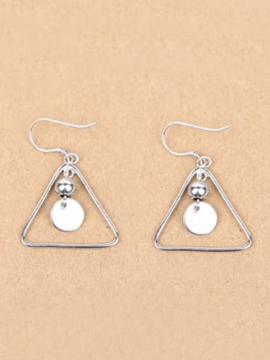 Simple Hollow Triangle Silver hook earring