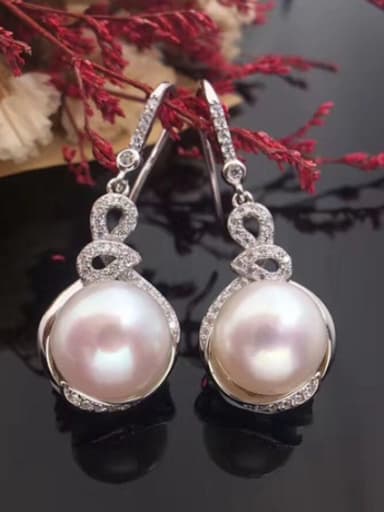 Fashion Round Freshwater Pearl Stud drop earring