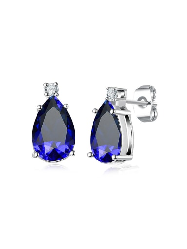 Exquisite Blue Water Drop Shaped Stud Earrings