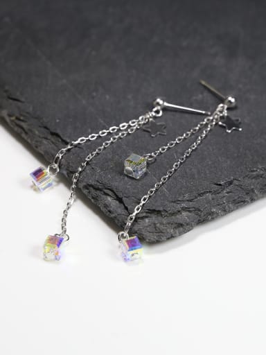 Fashion Tiny Cubic Crystals 925 Silver Drop Earrings