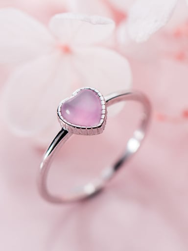925 Sterling Silver With Silver Plated Simplistic Heart Free Size Rings