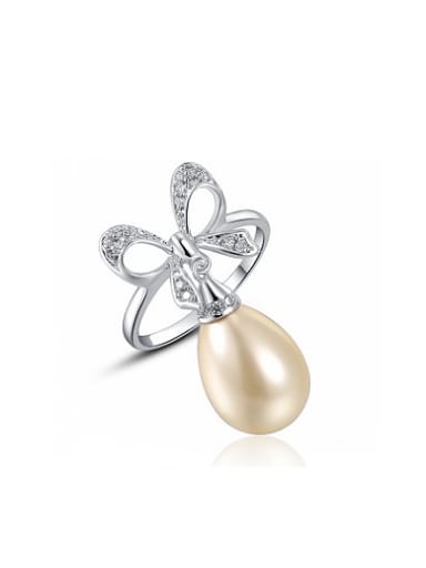 Creative Bowknot Shaped Artificial Pearl Ring