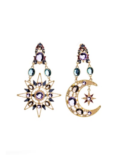 Alloy Fashion Star Moon Shaped Drop Chandelier earring