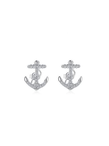 Fashion Anchor Shaped AAA Zircon Stud Earrings