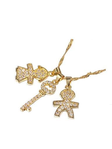 Creative 18K Gold Key Shaped Zircon Necklace