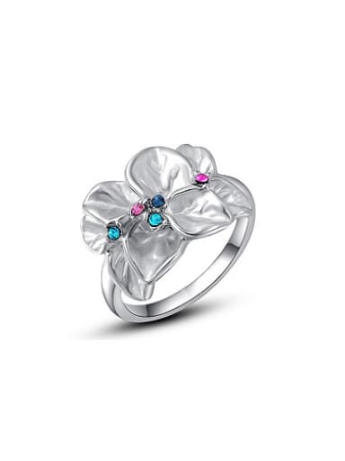 Colorful Petal Shaped Austria Crystals Ring