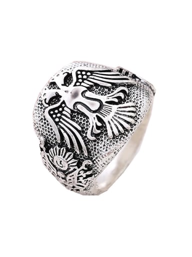 Punk style Double Eagle Antique Silver Plated Alloy Ring