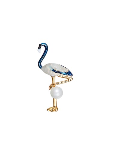 Fashion Artificial Pearl Flamingo Brooch