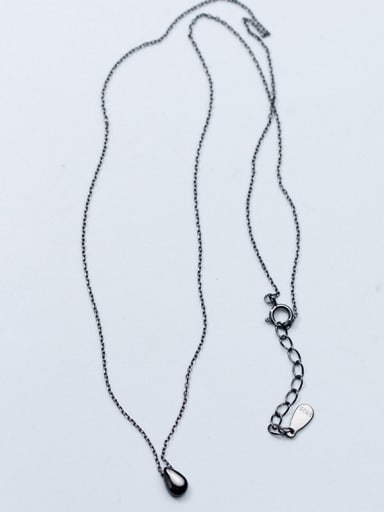 Lovely Black Gun Plated Water Drop S925 Silver Necklace